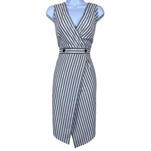 Striped Black and White Wrap Dress